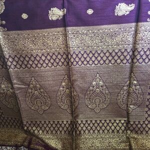 Brand New Eggplant color Blended Tussar Saree